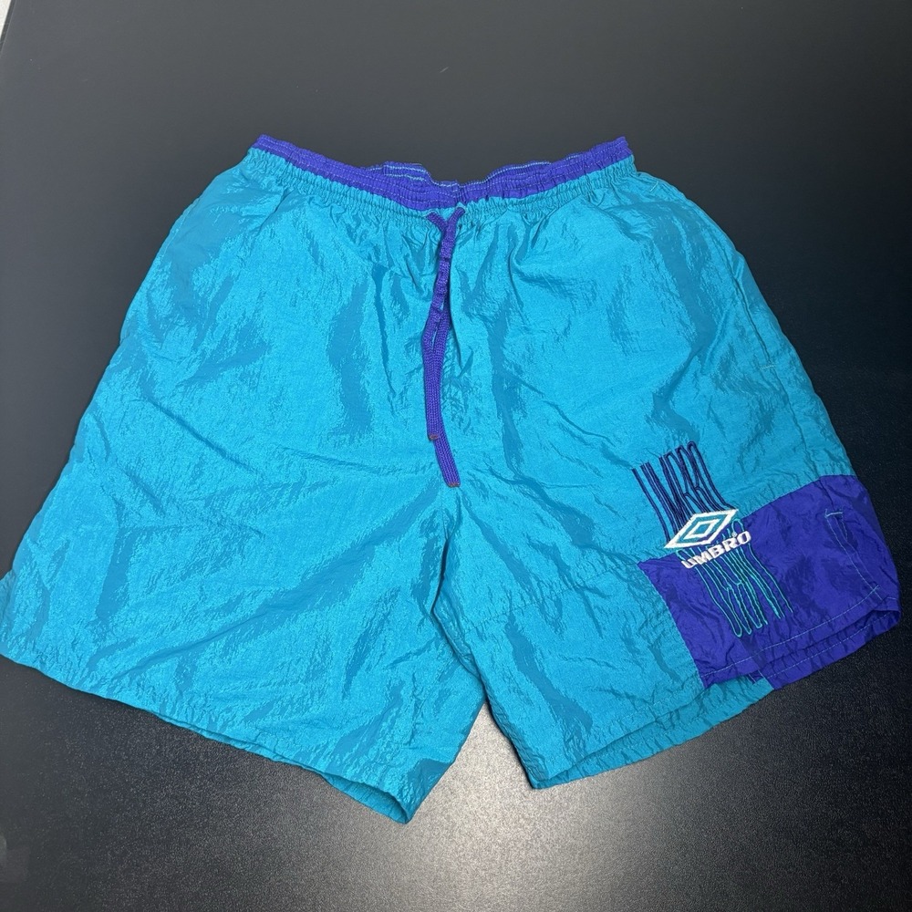 Vintage Umbro Shorts 90s Men's XS Soccer Athletic Blue Teal Lightweight‎